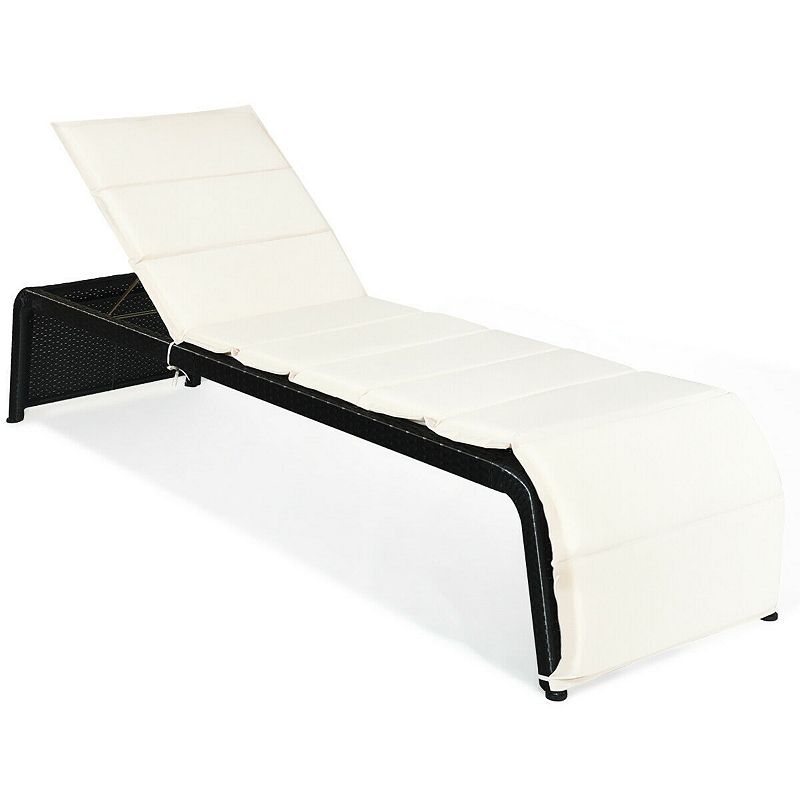 Adjustable Patio Rattan Lounge Chair with Cushioned