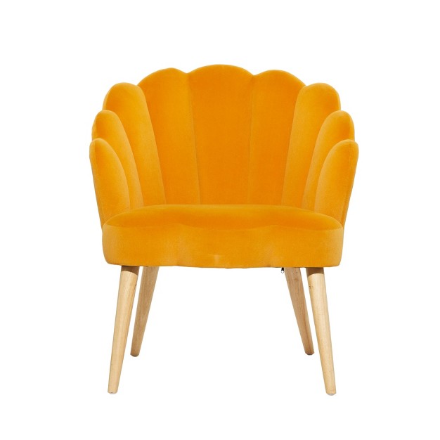 Modern Glam Velvet Seashell Accent Chair Yellow Olivia amp May