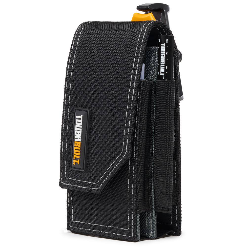 TOUGHBUILT Smart Phone Pouch Black with steel clasp and pockets for notebook and carpenter pencil TB-33