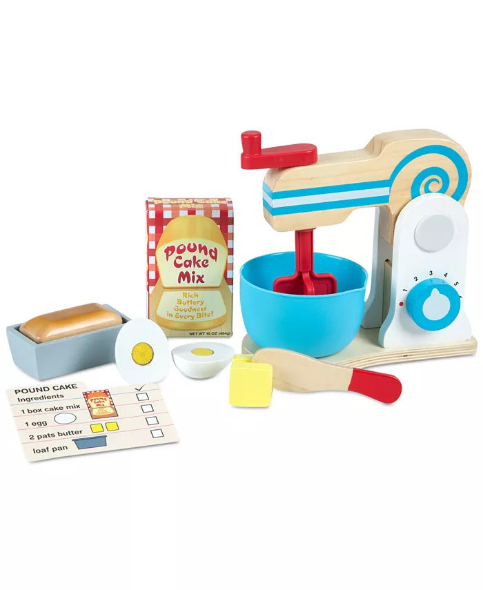 Melissa and Doug Melissa and Doug Wooden Make-a-Cake Mixer Set (11 pcs) - Play Food and Kitchen Accessories