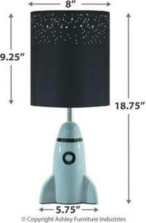 Signature Design by Ashley Cale Childrens 18.75 Table Lamp with Rocket Base， Gray