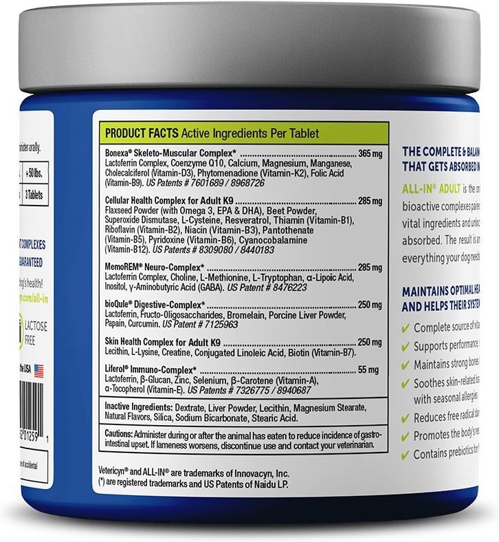 Vetericyn ALL-IN Life-Stage Adult Dog Supplement， 90 count