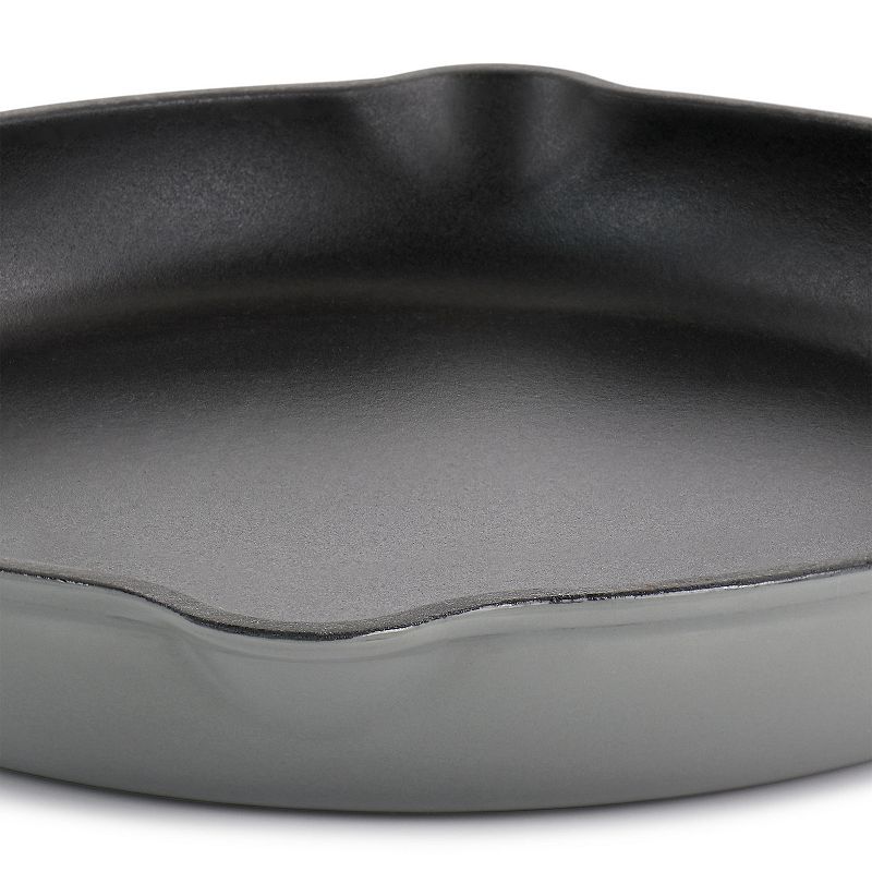 MegaChef Pro Round 10.25 Inch Enameled Cast Iron Skillet in Gray