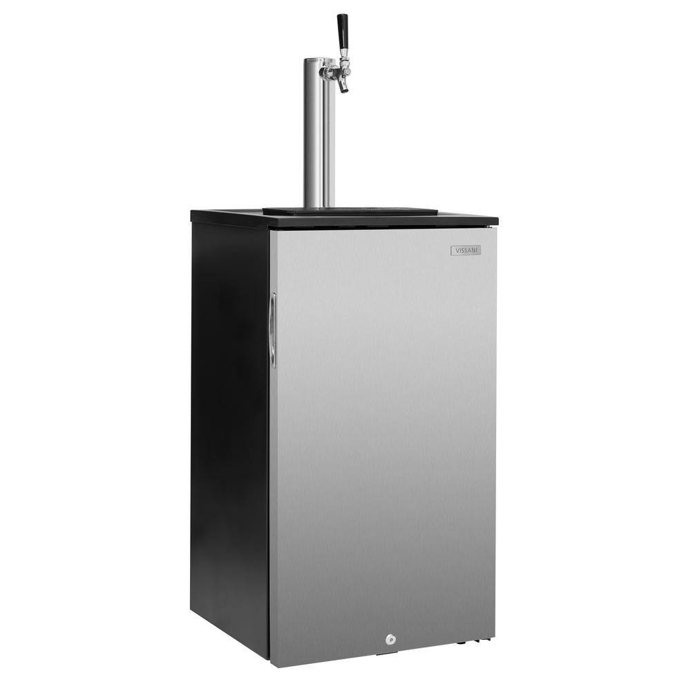 Vissani Single Tap 18 in. 16 Barrel Beer Keg Dispenser with Electronic Control in Stainless Steel VXK320BSSE