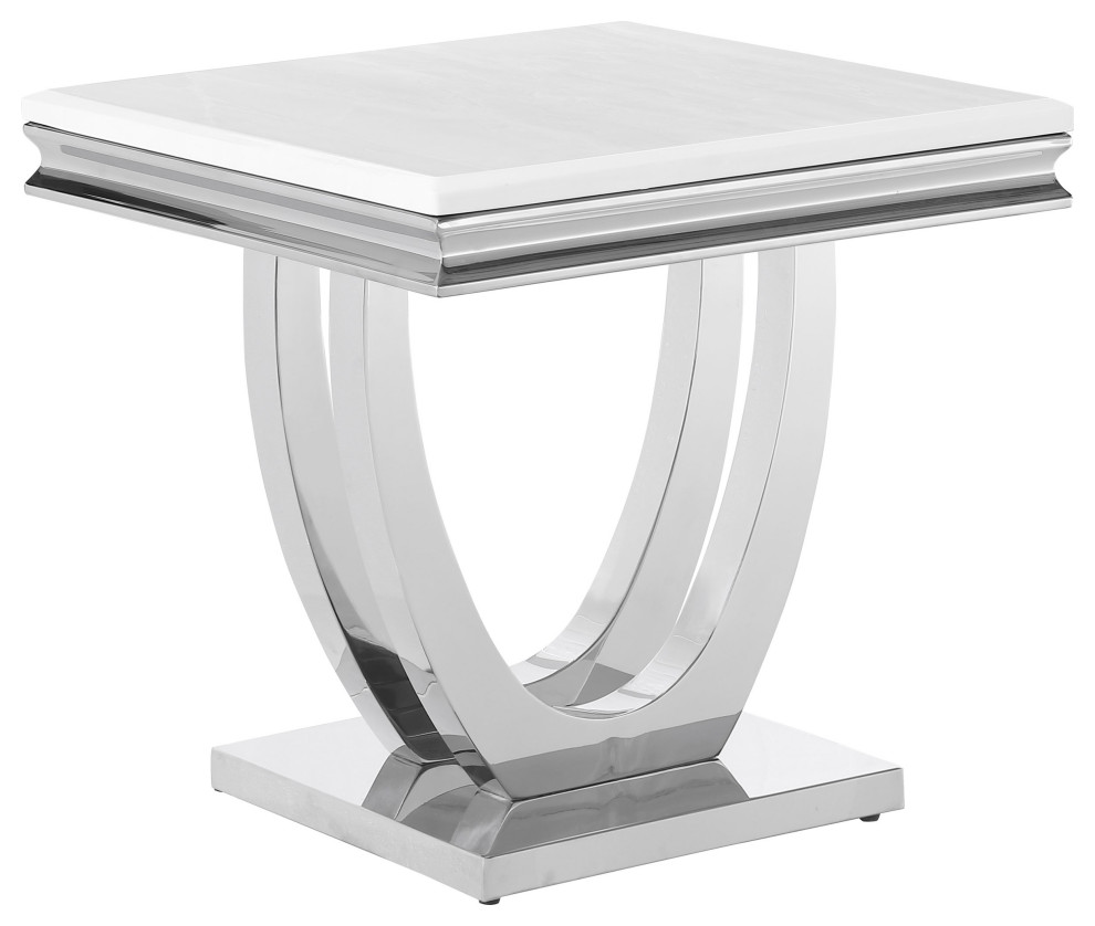 Kerwin U base Square End Table White and Chrome   Modern   Side Tables And End Tables   by Modon  Houzz
