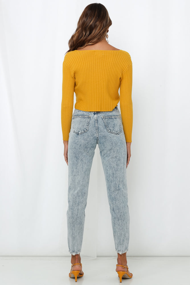 Heartbreak Motel Knit Crop Mustard