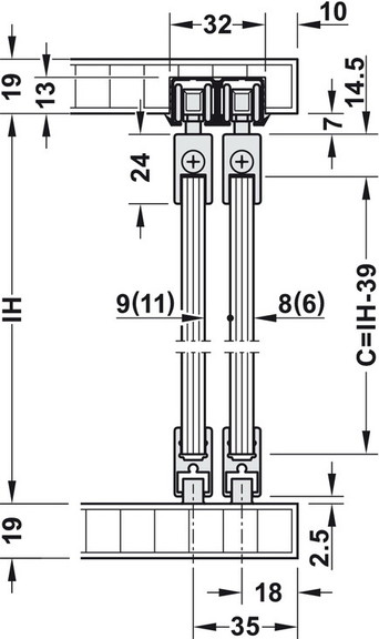 Hafele Sliding Door Hardware  Slido F Line21 12D  ...