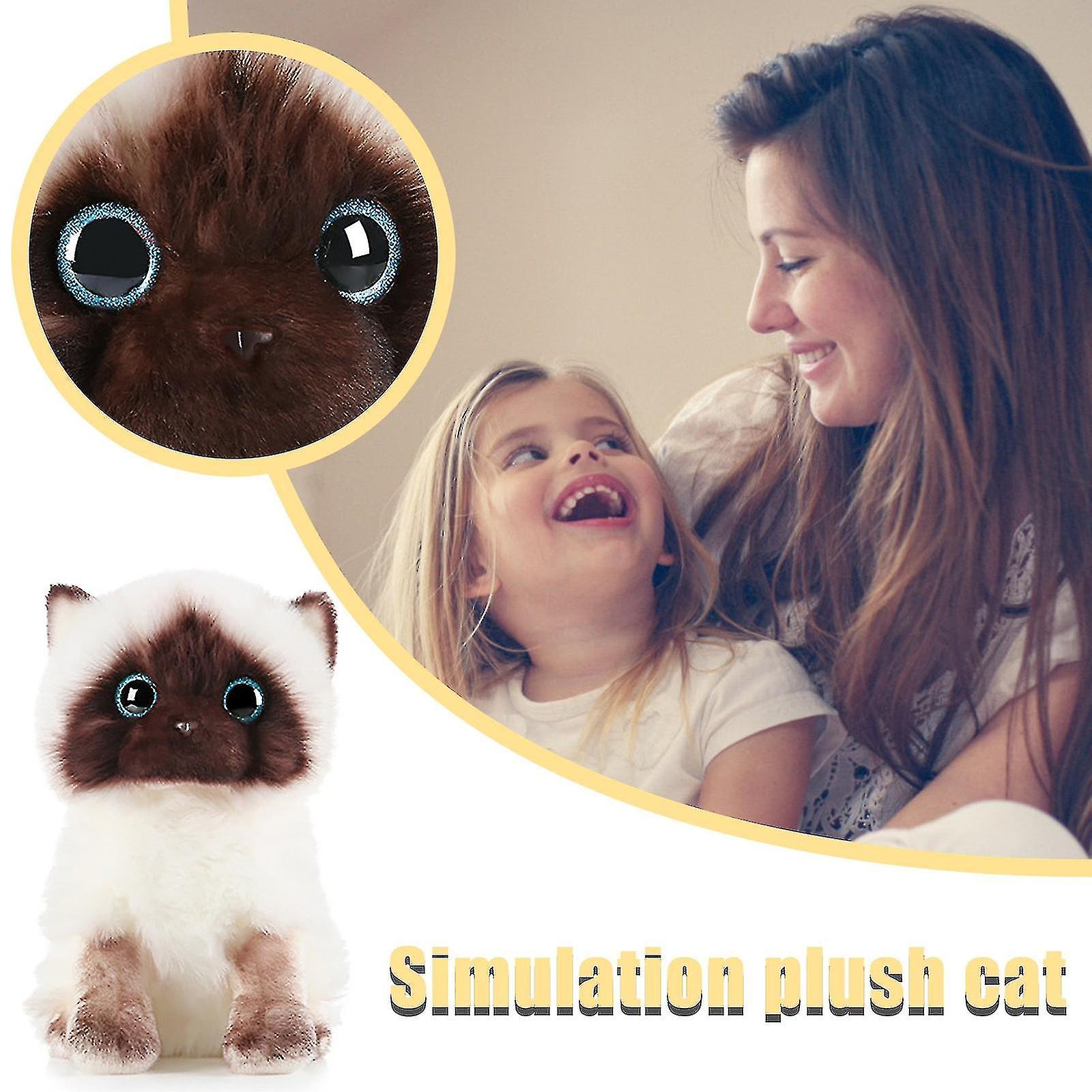 Plush Siamese Cat Dolls Stuffed Animals Toys Simulation Siamese Cat Cute Sequins