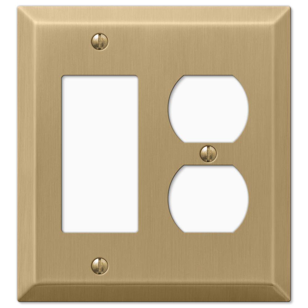 AMERELLE Metallic 2 Gang 1-Duplex and 1-Rocker Steel Wall Plate - Brushed Bronze 163RDBZ