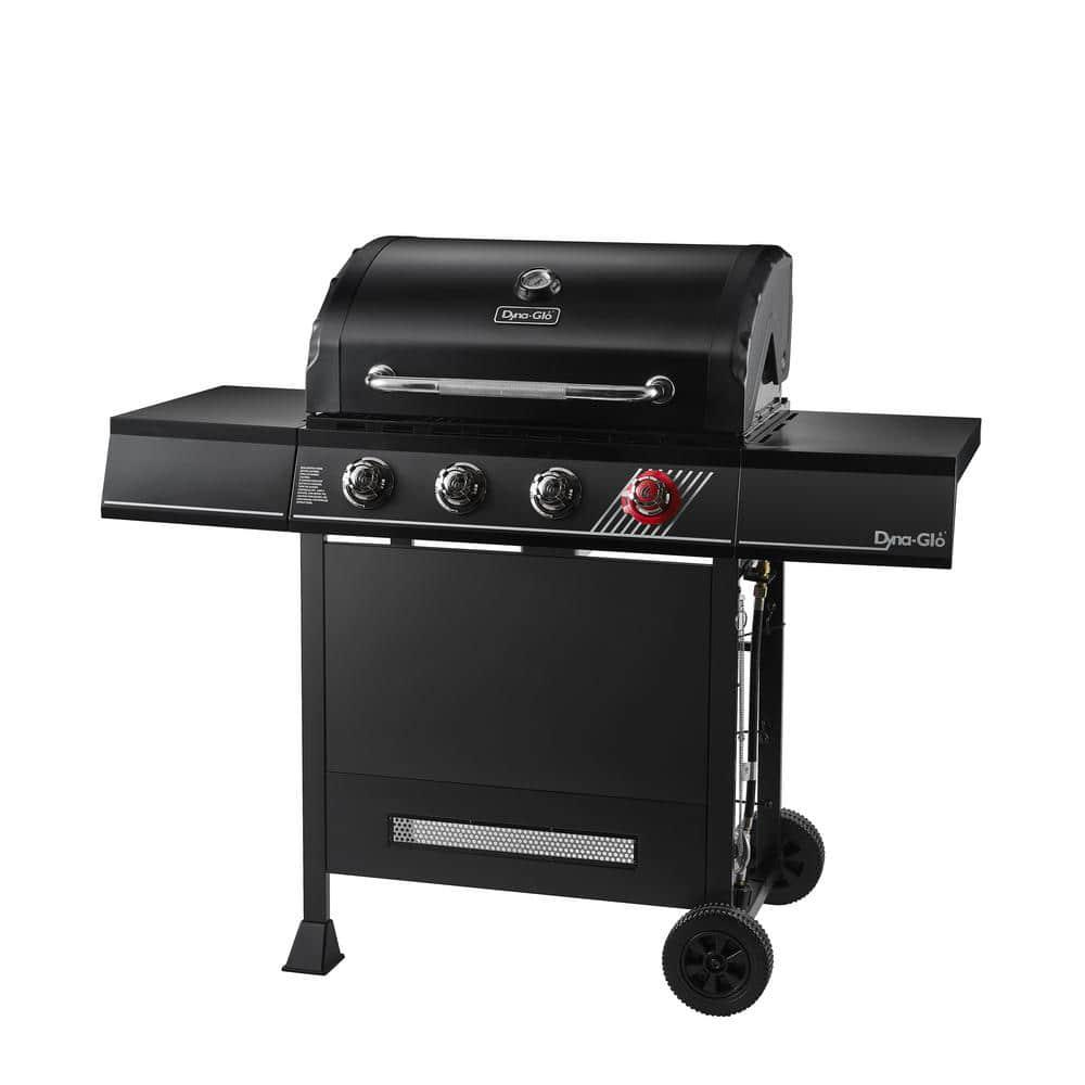 DynaGlo 4Burner Propane Gas Grill in Matte Black with TriVantage Multifunctional Cooking System