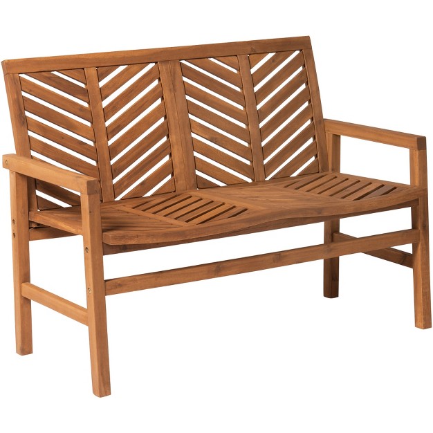 Slatted Chevron Acacia Wood Patio Loveseat Saracina Home