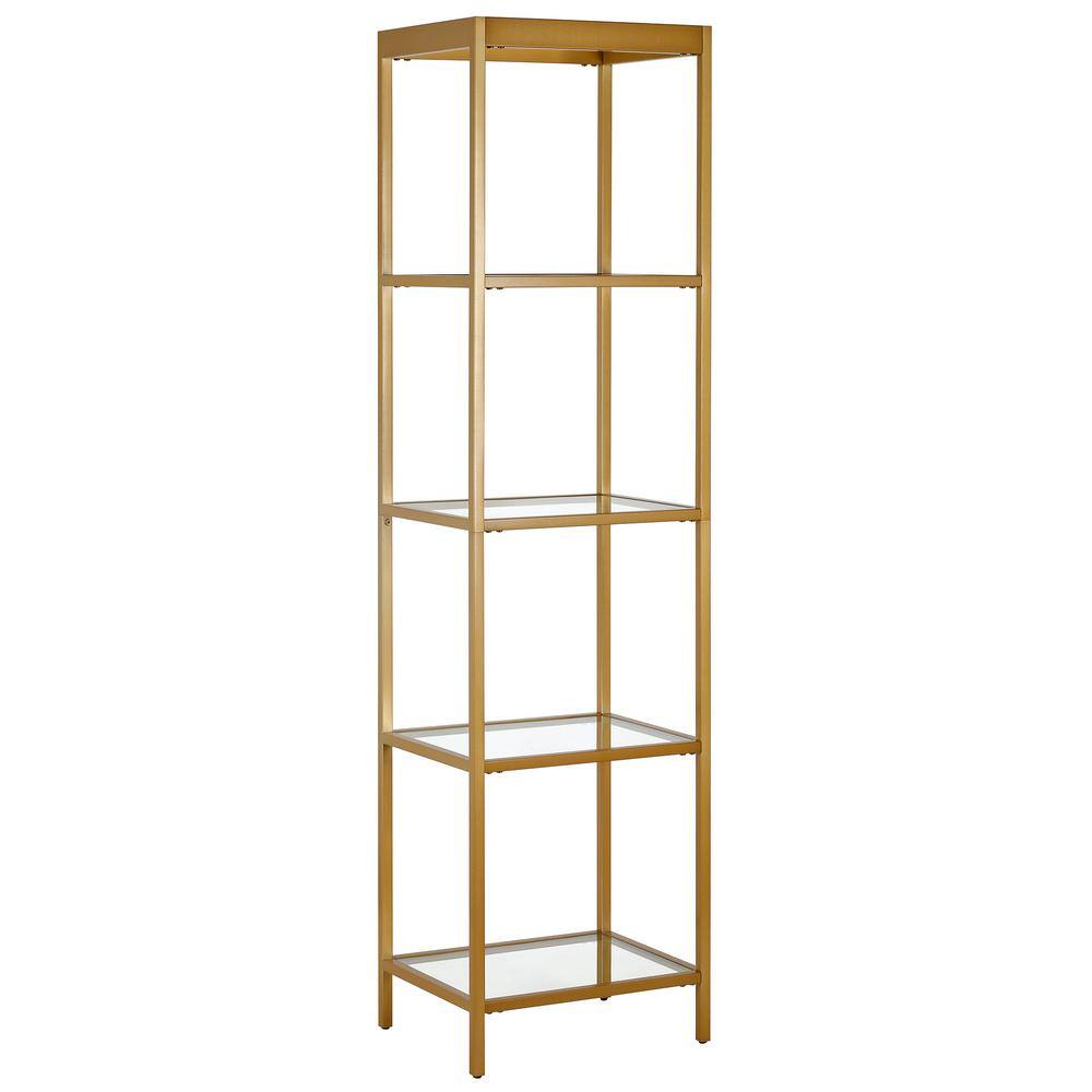 MeyerCross Alexis 70 in. Brass 4-Shelf Standard Bookcase BK0817