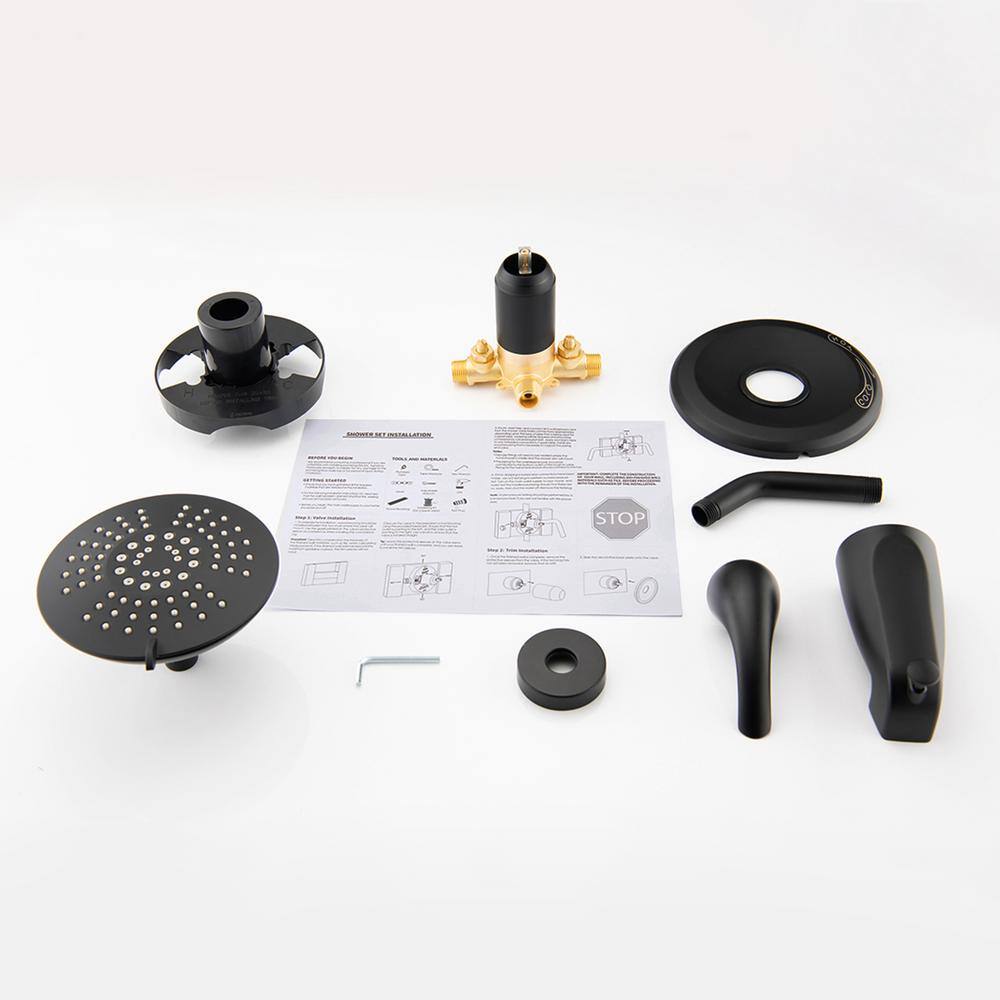 Boyel Living Single-Handle 5-Spray Tub and Shower Faucet with Handle Trim in Matte Black (Valve Included) MS-FX-A3518-MB