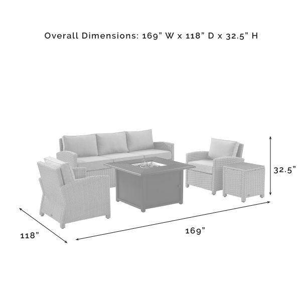 Bradenton 5Pc Wicker Sofa Set W/Fire Table