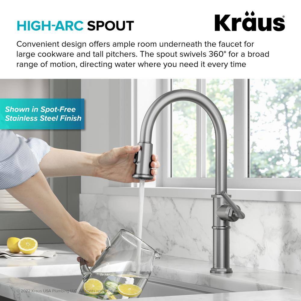 KRAUS Sellette Traditional Industrial Pull-Down Single Handle Kitchen Faucet in Matte Black KPF-4100MB