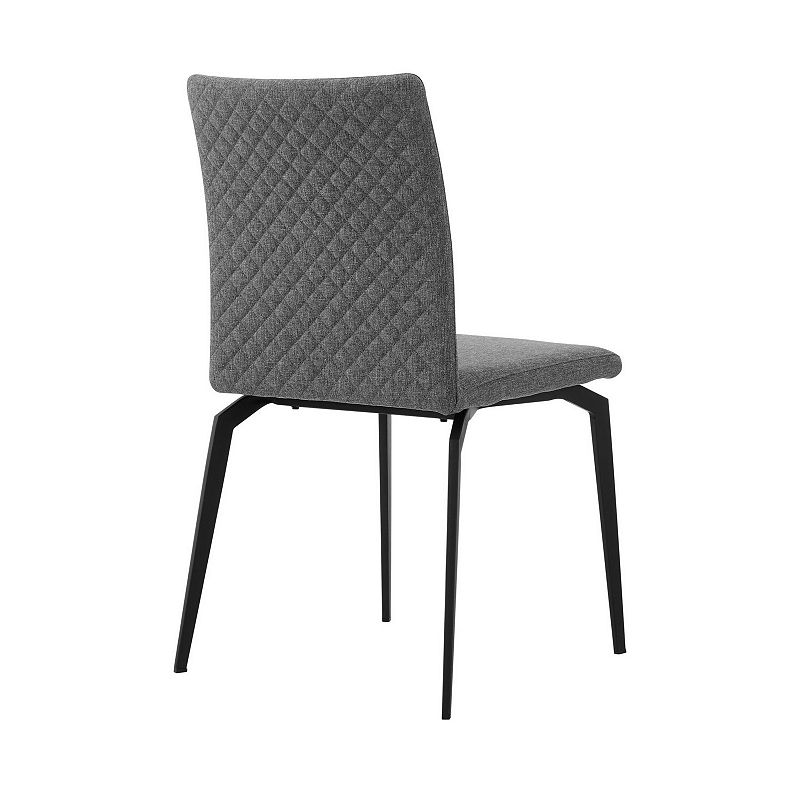 Sleek Fabric Dining Chair with Diamond Stitching， Set of 2， Gray