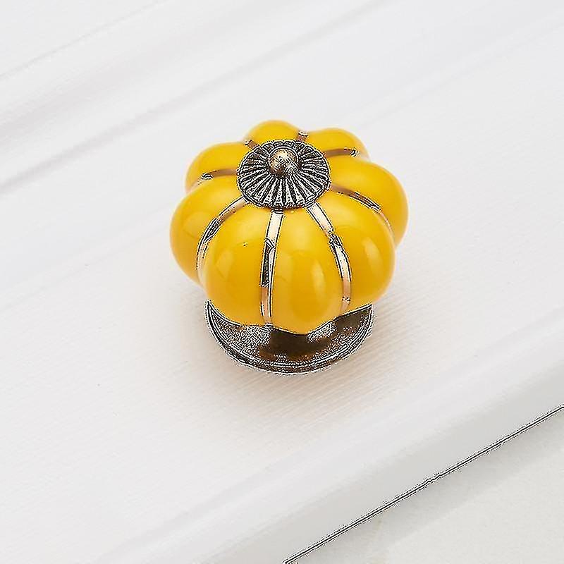 Europe Style Ceramic Pumpkin Door Drawer Knobs Vintage For Dresser Kitchen Cabinet Cupboard Pulls Ha