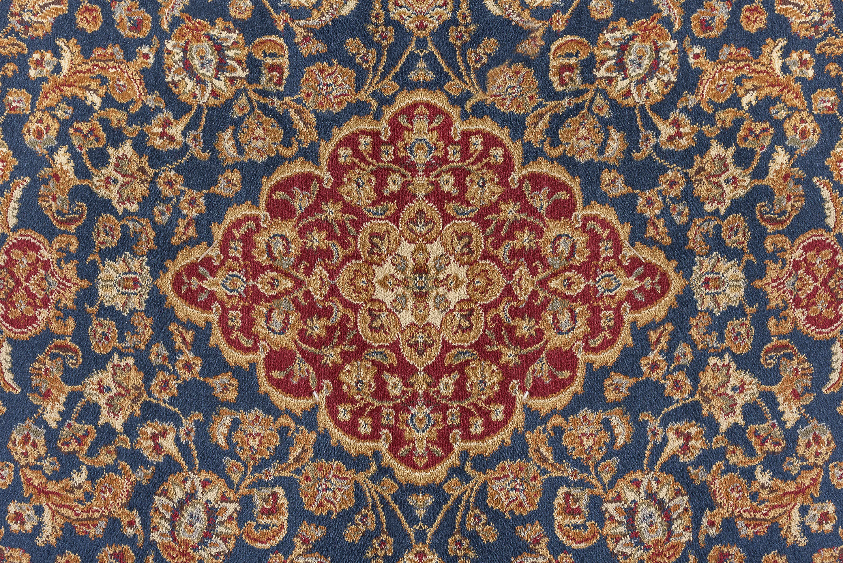 Sensation 8 x 11 Large Navy Blue and Red Area Rug