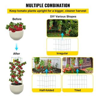 VEVOR 11.8 in. x 11.8 in. x 46.1 in. Tomato Cages Square Plant Support Cages Green Steel Tomato Towers for Plants (5-Pack) FXKZDFQZZ1246RX5PV0