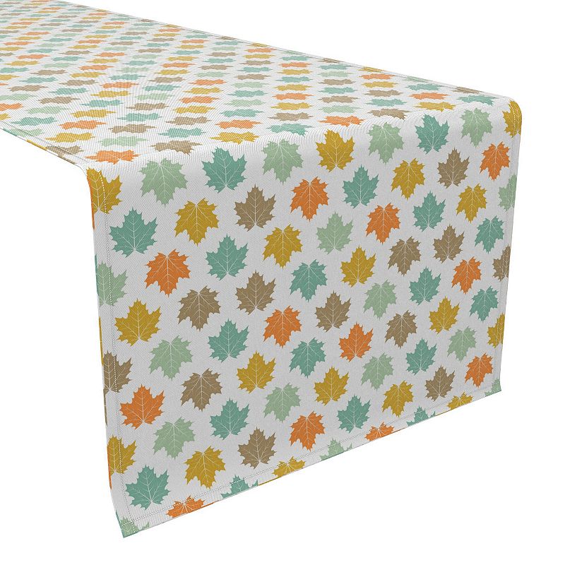 Table Runner， 100% Cotton， 16x90， Maple Leaves Style