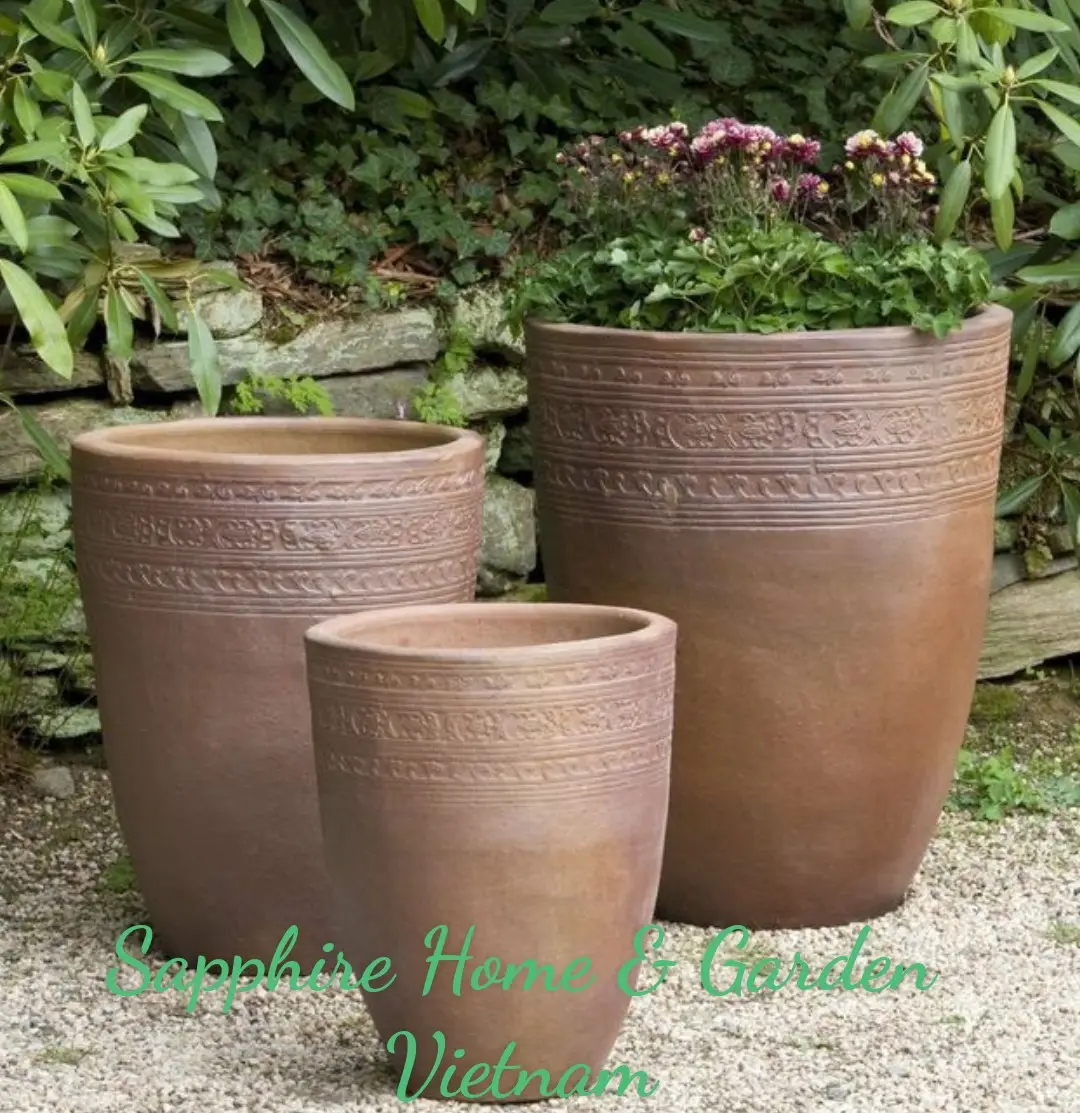 Black Clay Ceramic Pots for Plants Garden outdoor pottery Large Sandblasted Pots for garden outdoor pottery from Vietnam