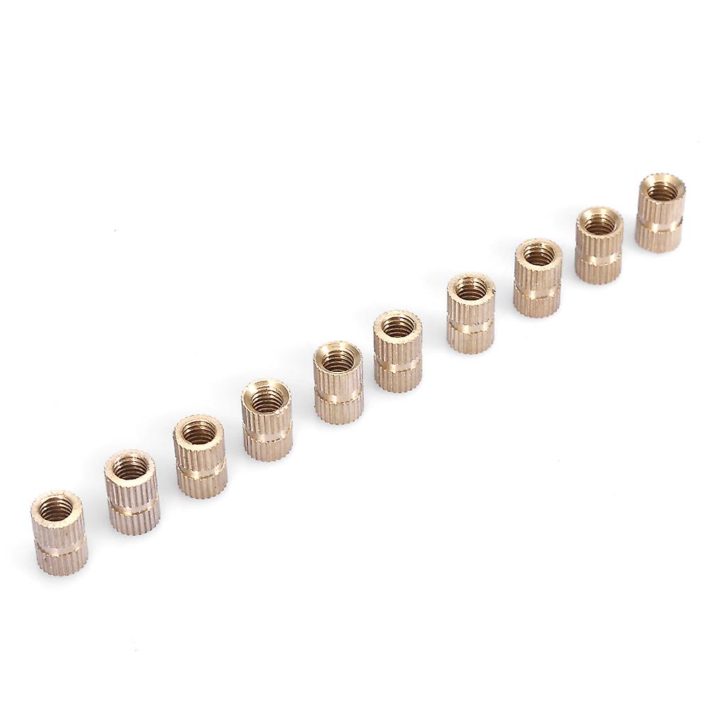 10 Pcs M6 Female Thread Knurled Nuts Brass Threaded Insert Embedment Nuts Hydraulic Welded Assortment Kit[m6*10l*8.3mm]