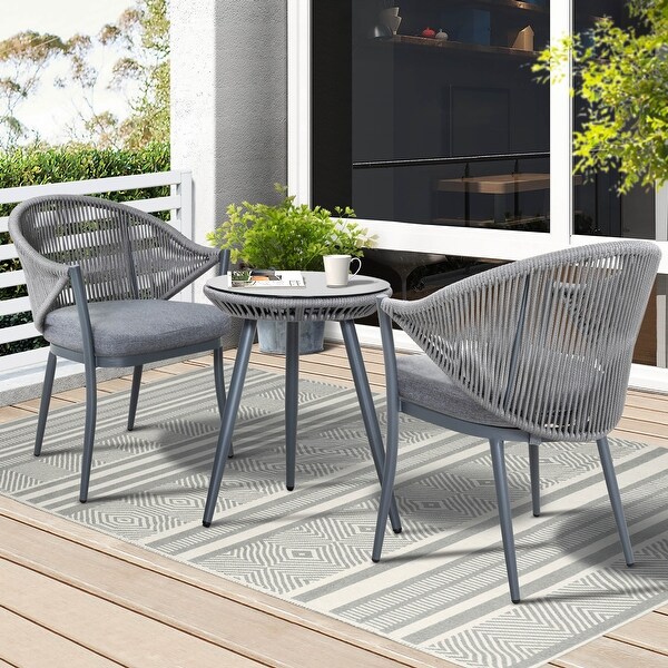 NUU GARDEN Outdoor 3piece Bistro Set With Cushion