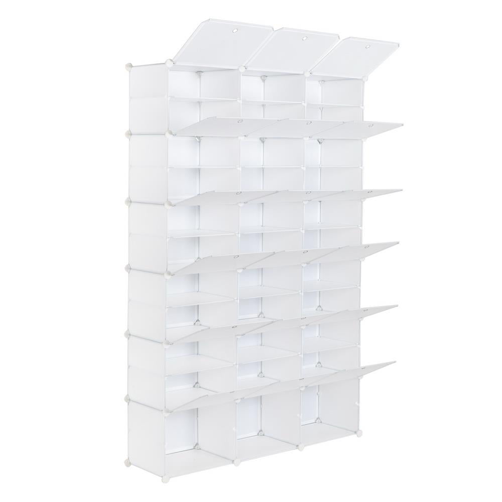 UBesGoo 12 Tiers Shoe Rack Shelf 36 Cubes Shoe Storage Cabinet 72 Pairs Shoe Storage Organizer for Entryway Hallway Bedroom Living Room， White