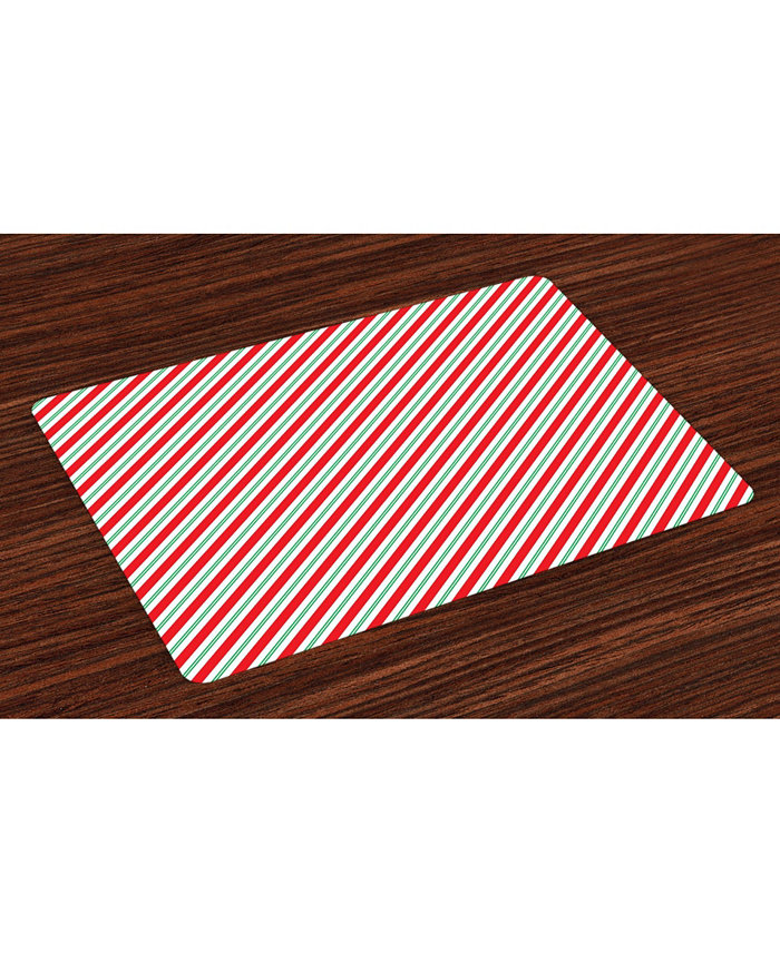 Ambesonne Candy Cane Place Mats Set of 4