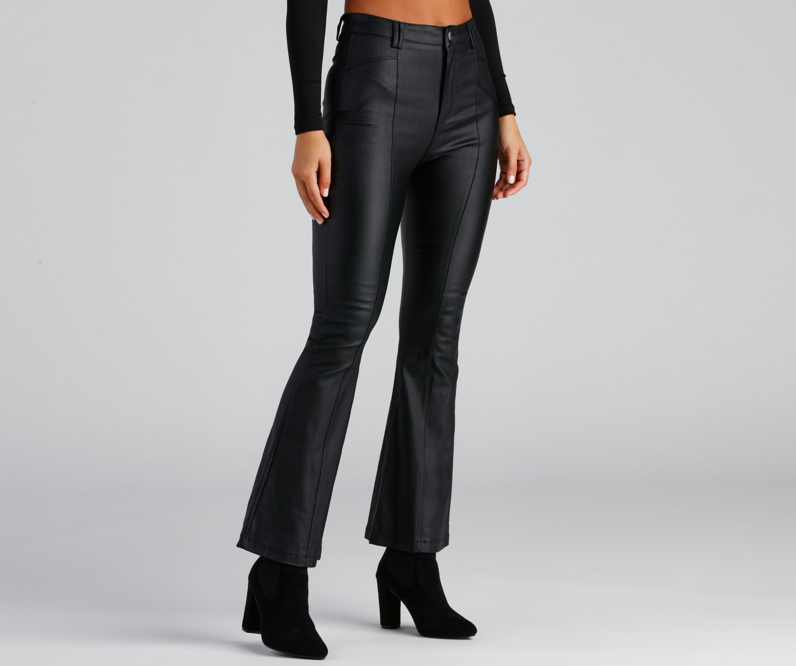 Coated In Chic Seam Flare Pants