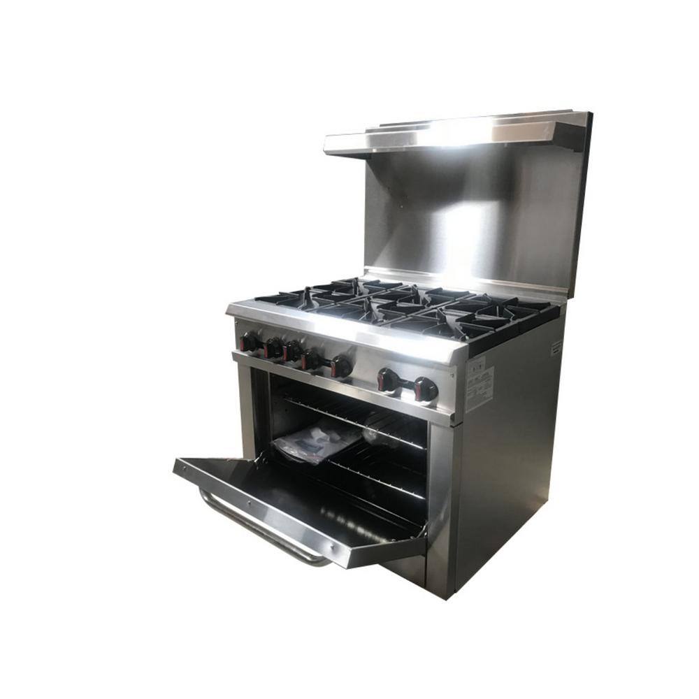 Cooler Depot 36 in. 4.5 cu. ft. 6 Burner Commercial Gas Range in Stainless Steel DXXCD-R6