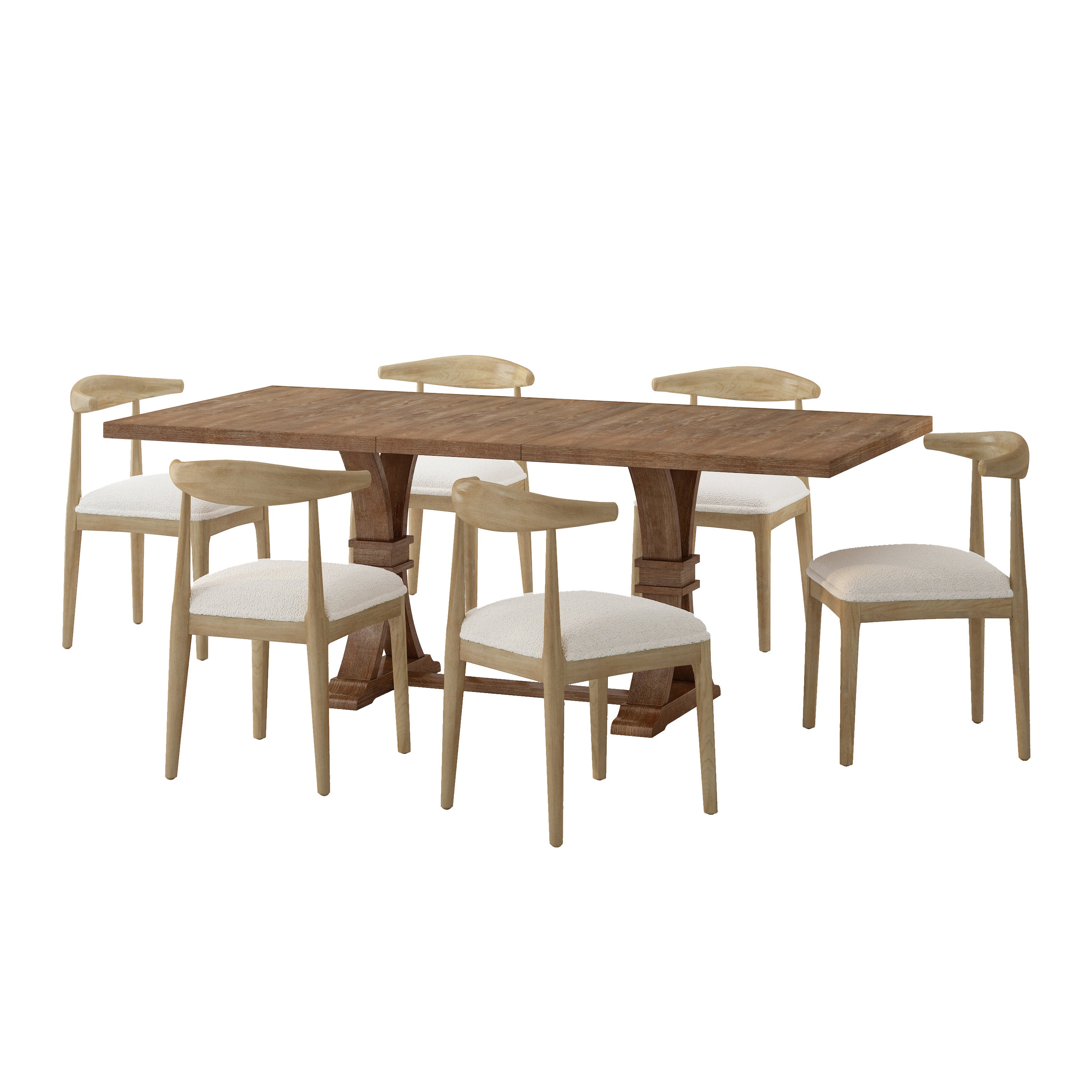 Derring Contemporary Fabric Upholstered Wood 7 Piece Dining Set