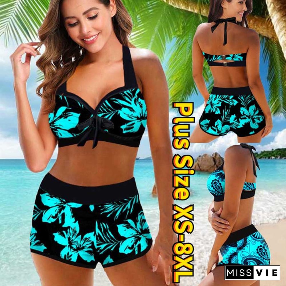 Women Swim Summer Dress Swimwear Bathing Suit Two Pieces Bikini Set Swimsuits Womens Tie Dye Print and Shorts Tankinis Flower Printed Beach Plus Size XS-8XL