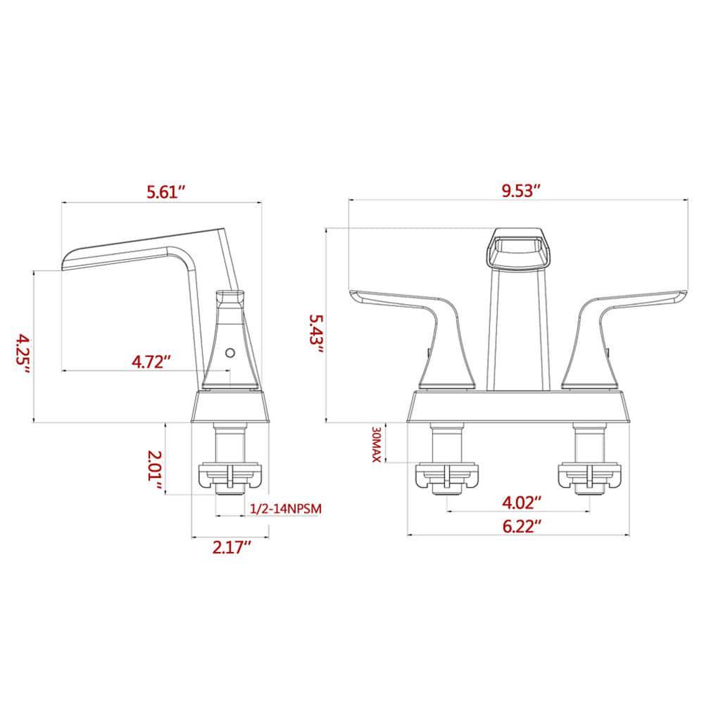 PROOX 4 in Centerset Double Handle Waterfall Spout Bathroom Faucet with PopUp Assembly in Matte Black