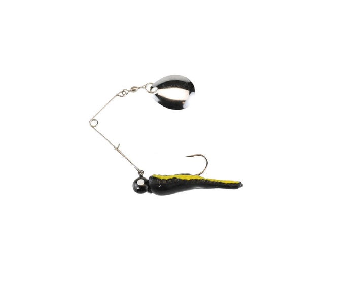 Johnson Original Beetle Spin Fishing Lure， Black/Yellow Stripes - PFBSVP14BYS