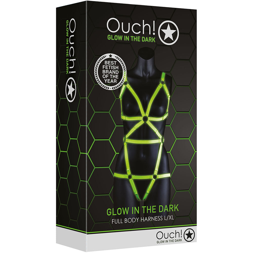 Ouch! Glow In The Dark Full Body Harness /XL