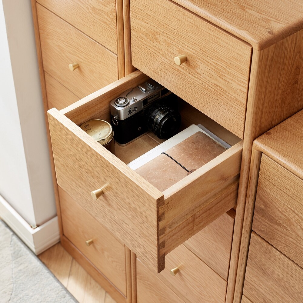 Nestfair Oak Wood Storage Cabinet with Drawers