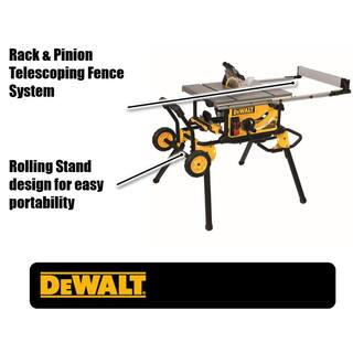 DW 15 Amp Corded 10 in. Job Site Table Saw with Rolling Stand and Construction 10 in. 24-Teeth Thin Kerf Table Saw Blade DWE7491RSW3112