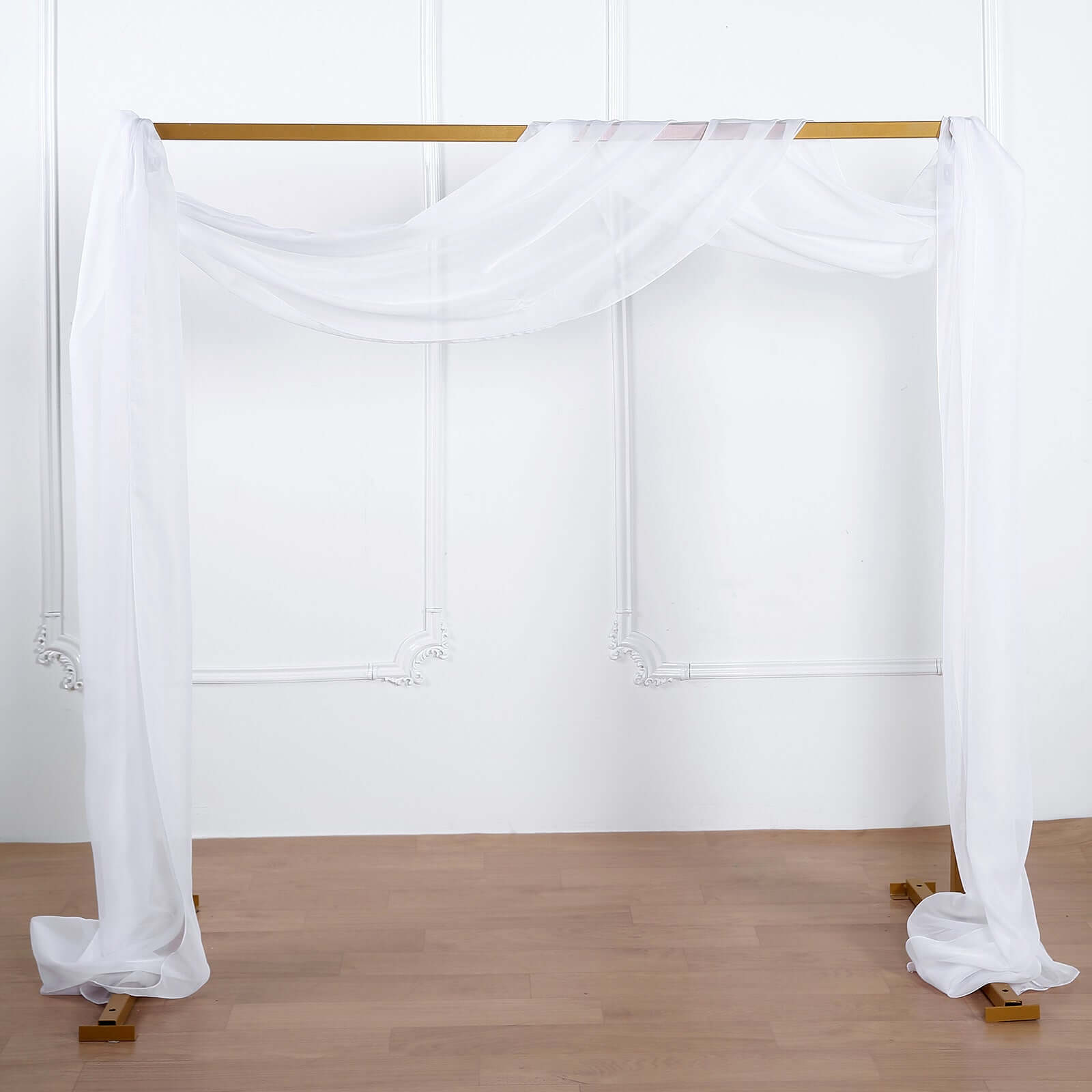 White Sheer Organza Wedding Arch Draping Fabric, Long Curtain Backdrop Window Scarf Valance 18ft