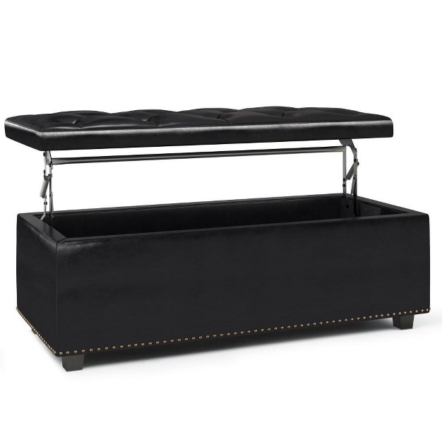 Simplihome Vegan Leather Lift Top Storage Ottoman Hamilton