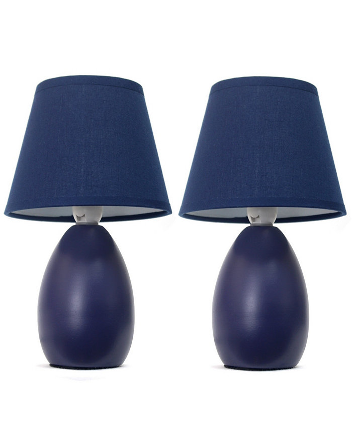 All The Rages Simple Designs Mini Egg Oval Ceramic Table Lamp 2 Pack Set