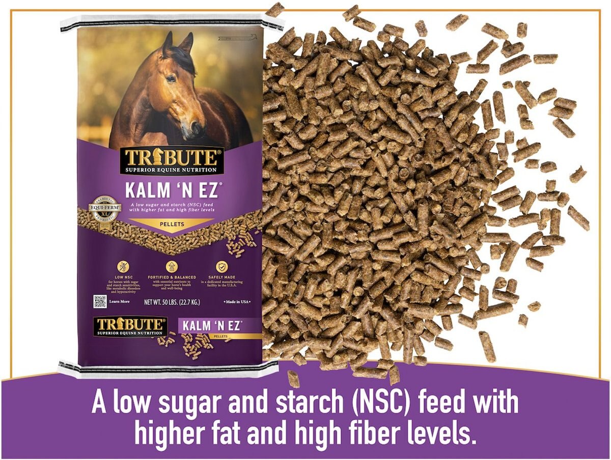 Tribute Equine Nutrition Kalm N' EZ Pellet Low-NSC， Molasses-Free Horse Feed