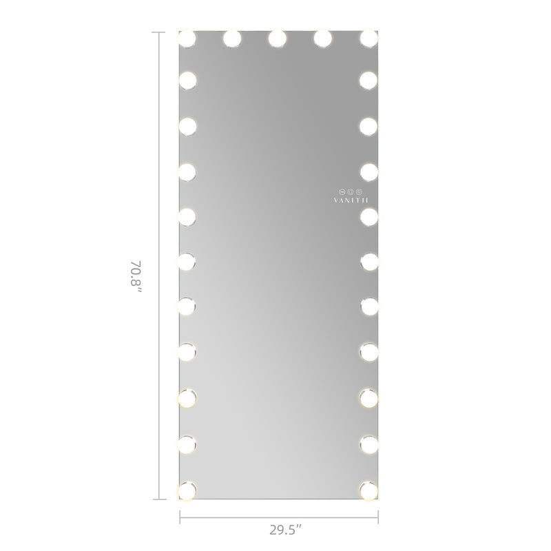 Hollywood Vanity Mirror - Full Length Vanity Mirror with 25 Dimmable LED Bulbs and RGB   VNT-18075-JMRGB-WHT