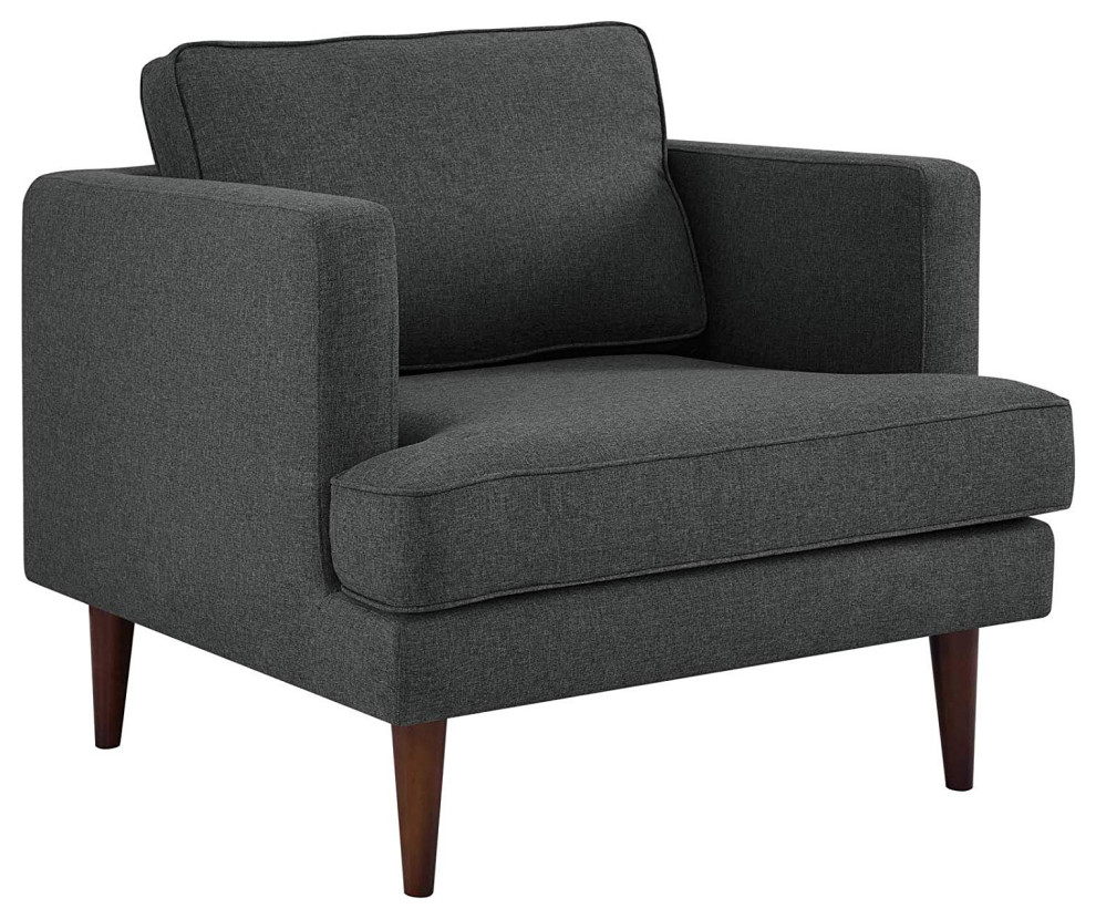 Agile Fabric Contemporary Sofa/Lounge Accent Armchair  2 Piece Set  Gray   Midcentury   Living Room Furniture Sets   by VirVentures  Houzz