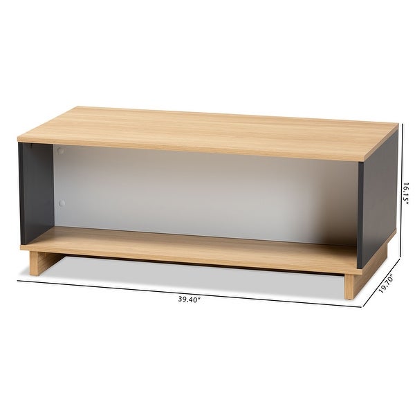 Marigold Multicolor Oak Brown and Grey Wood Storage Coffee Table