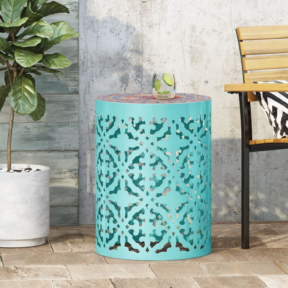 Castana Outdoor Lace Cut Side Table by Christopher Knight Home