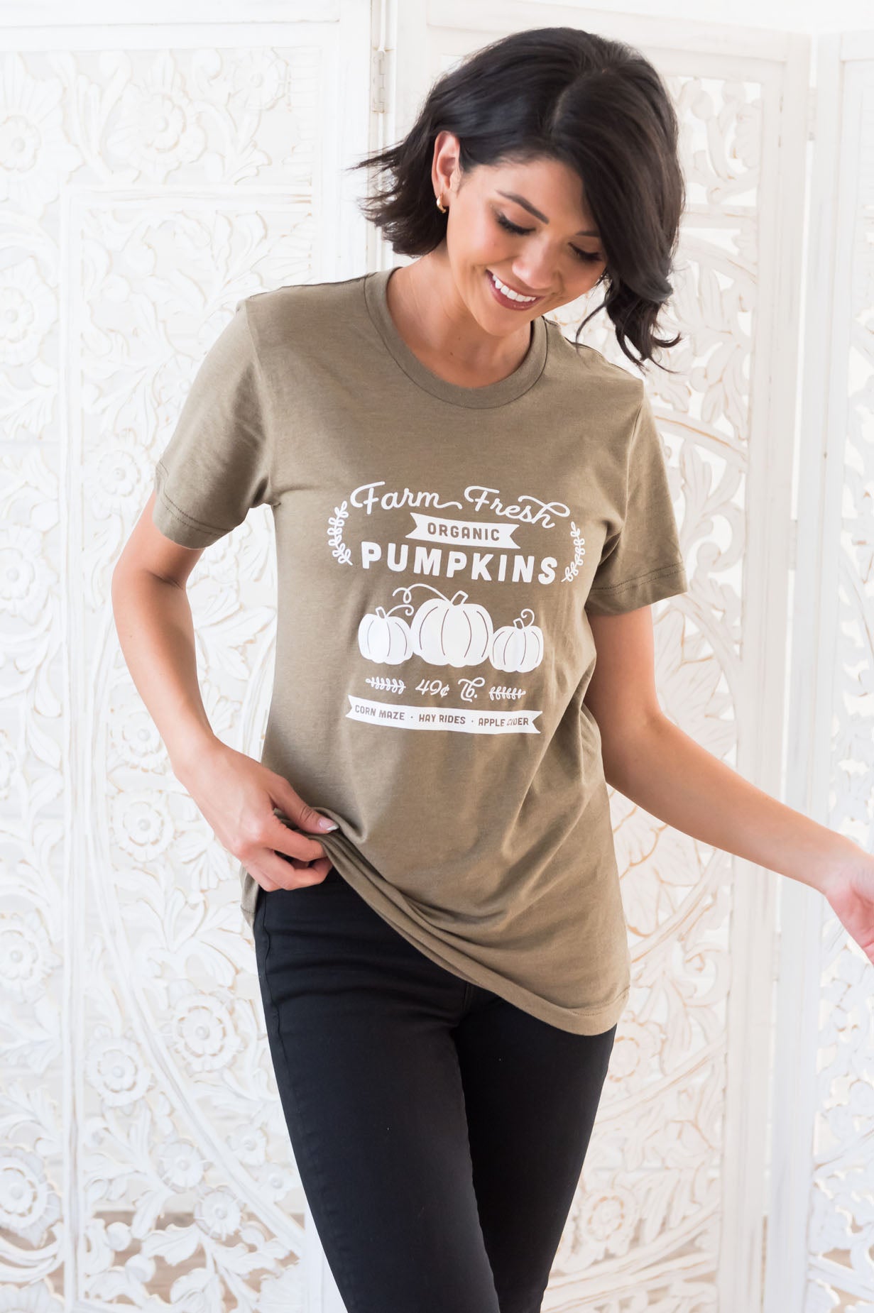 Farm Fresh Pumpkins Modest Graphic Tee