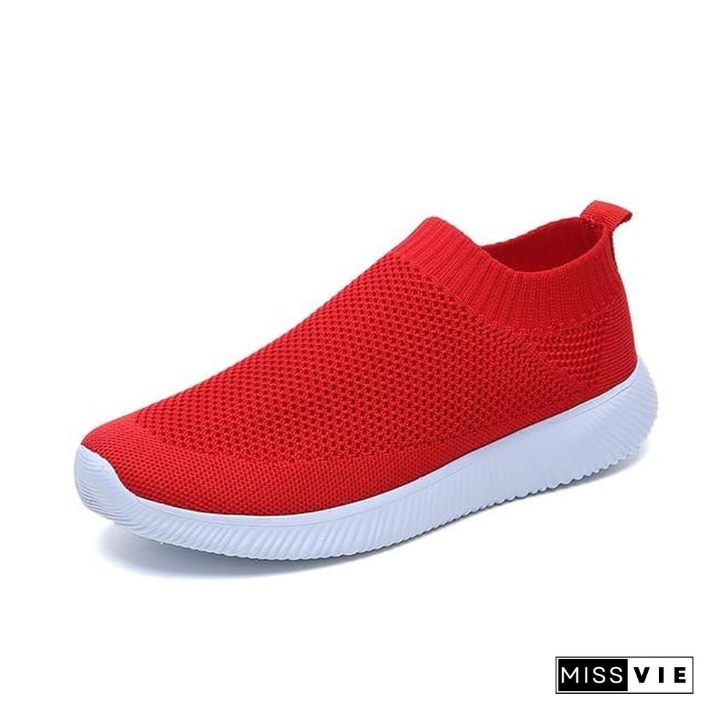 Women Sneakers Female knitted Vulcanized Shoes Casual Slip On Flats Ladies Sock Shoes