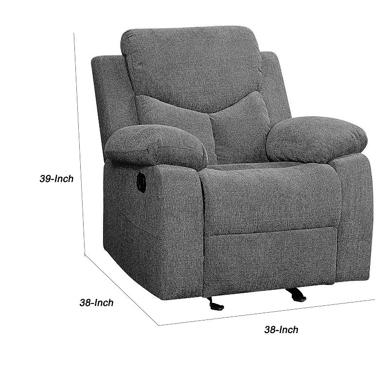 Fabric Upholstered Glider Recliner Chair with Pillow Top Armrest， Gray