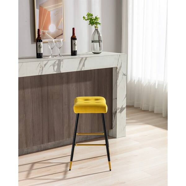 Vintage Stool No Backless Counter Height， Metal Frame is Sturdy and Stable，Sponge Foam Seat Cushion for Bar and Restaurant